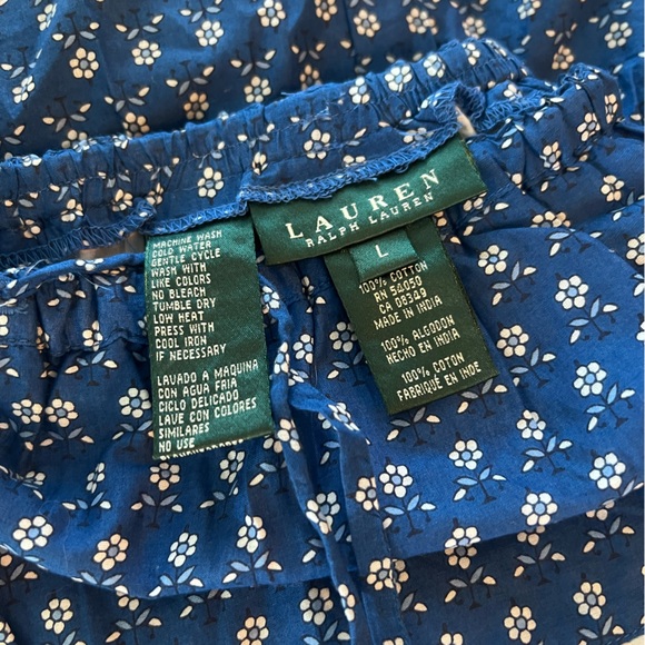 Lauren Ralph Lauren Patchwork Blue Floral Maxi Skirt  Peasant Cottagecore Cotton - Picture 2 of 11